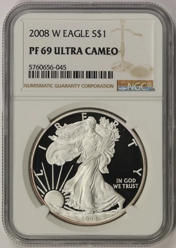 2008-W American Silver Eagle $1 Proof PF 69 Ultra Cameo NGC
