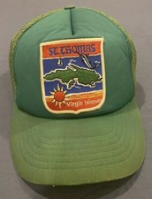 Vintage St Thomas Virgin Islands Green Adjustable Mesh Snap Back Hat OSFM