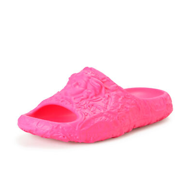 Versace Women's Pink Baroque Medusa Head Embossed Pool Slide Flip Flops Shoes