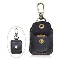 AA Medallion or Coin Holder, Leather Key Chain Snap Open Leather Case Black 
