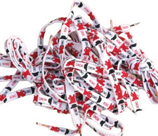 LACES 10 x Pairs 110 cm 43" Flat Woven White Momo Cartoon Character Sport Shoe