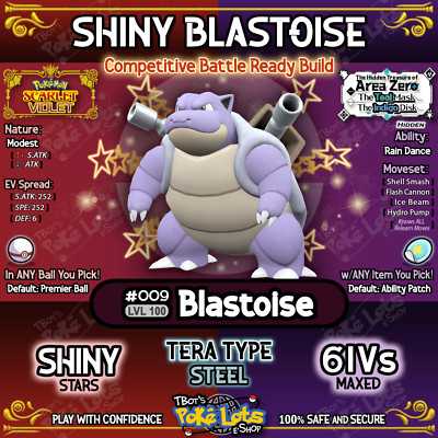   Pokemon Scarlet Violet   Blastoise   Mighty Mark Raid   6IV Shiny Custom 
