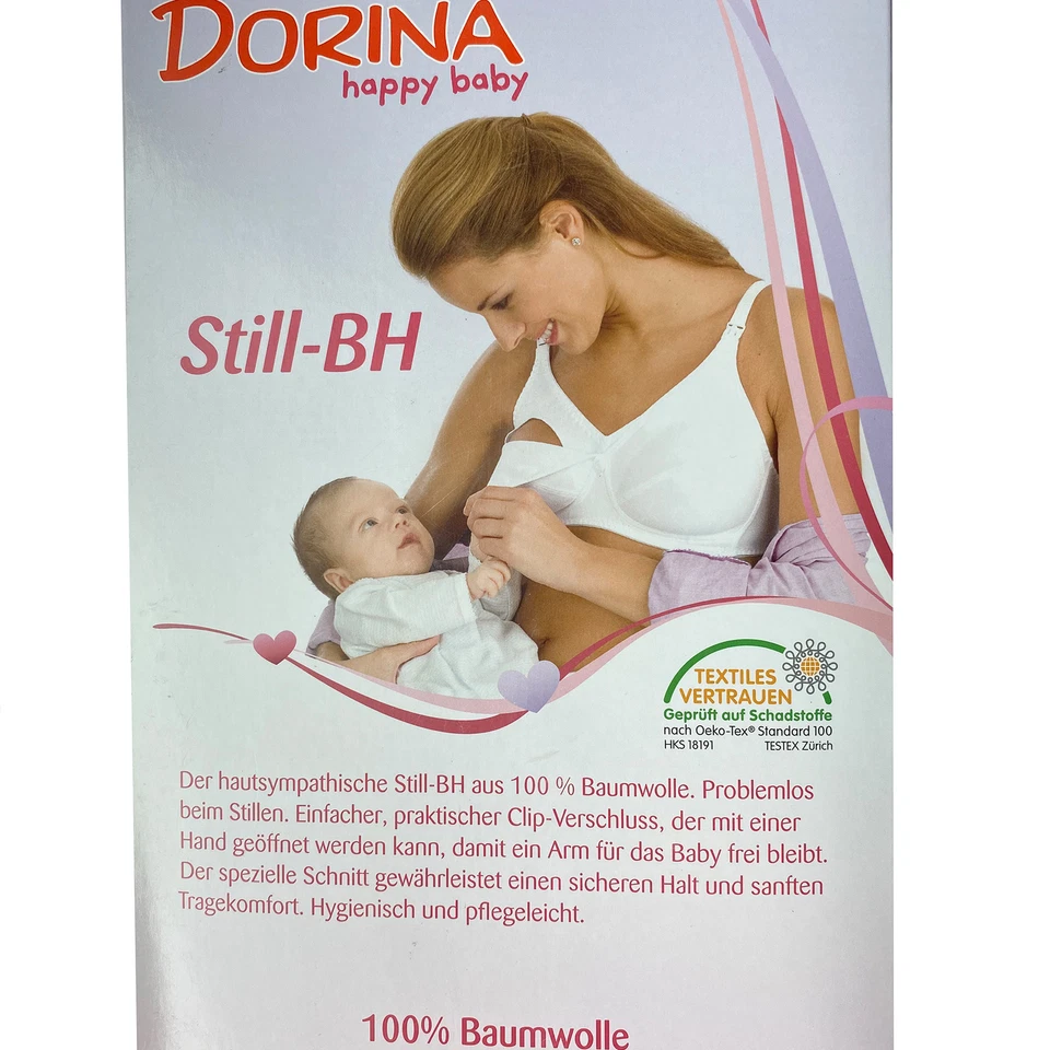 DORINA happy baby Still BH Bügellos 100% Baumwolle Größe wählbar Weiß NEU - Bild 2 von 2