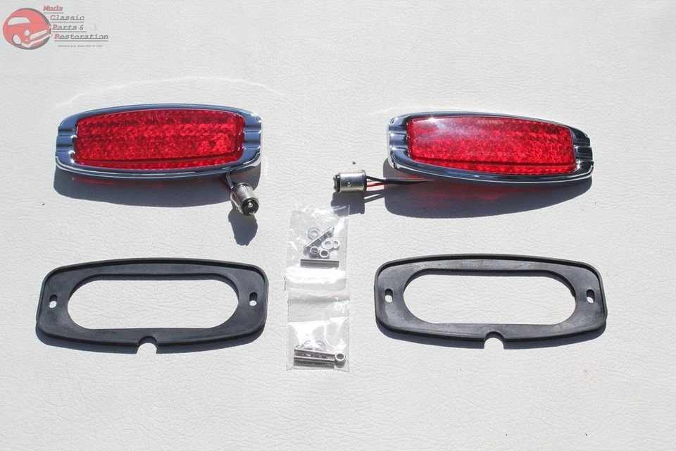 41-48 Chevy Flush Fit Flat Body Mount LED Tail Lights Custom Truck Hot Rat Rod - Image 2 of 4