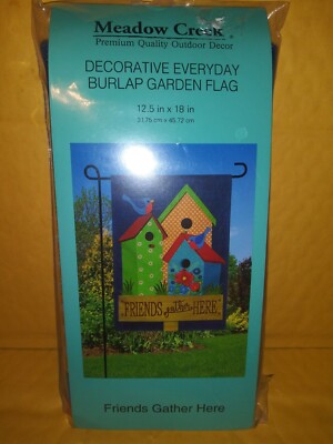 Meadow Creek Decorative Burlap Garden Flag 12.5 X 18 ''Friends Gather Here''