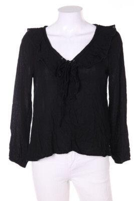 H&M DIVIDED Ruffled Blouse Lacing D 34 black