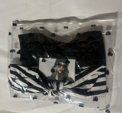 Lele Sadoughi x Solid & Striped Swim Betty Headband Set of 2 Lele Sadoughi Set of 2 Betty Headbands Striped Solid Black  main image 4
