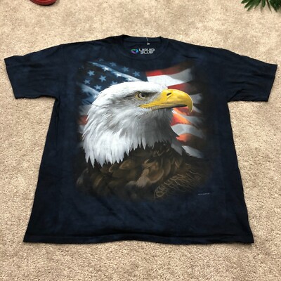 Liquid Blue ALL OVER PRINT Shirt Men XL Eagle Vintage Y2k 90s Navy Blue Crew USA