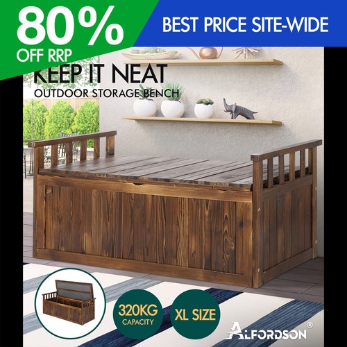 ALFORDSON Outdoor Storage Box Wooden Garden Bench Chest Tool Sheds