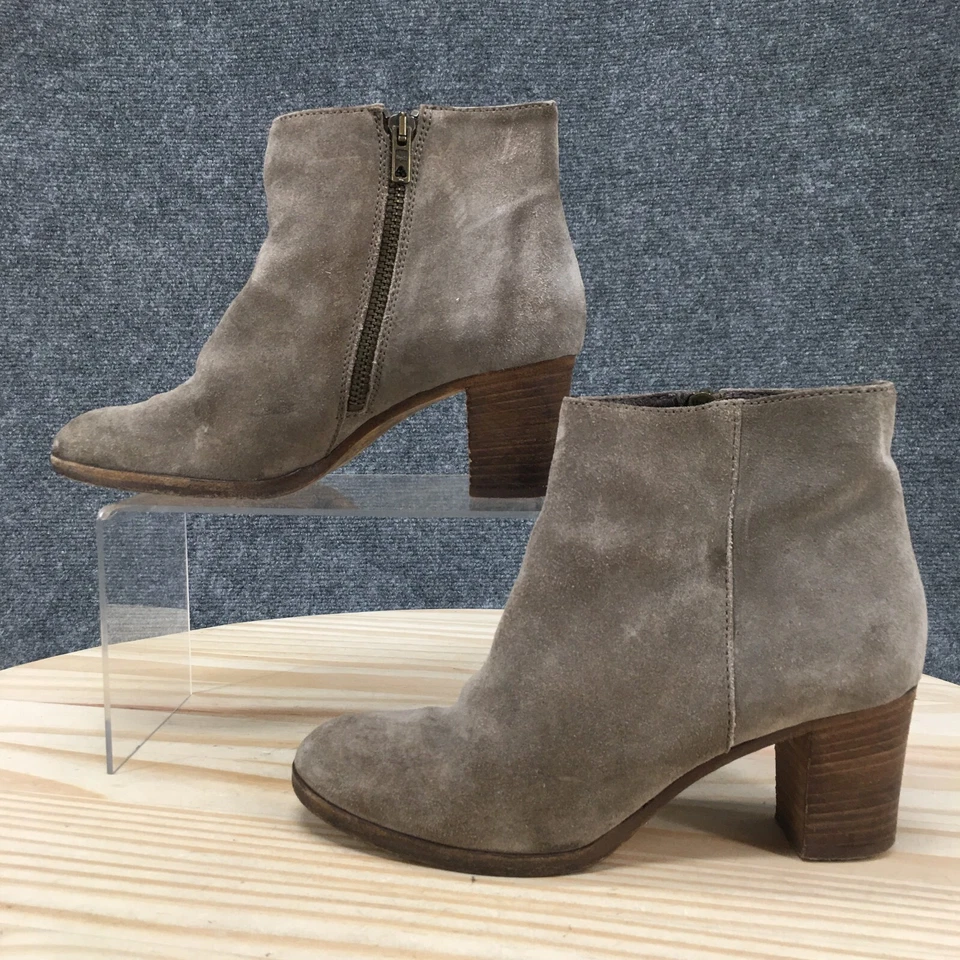 J.Crew Botas Mujer 6 Botines Gris Gamuza Cuero Cremallera Lateral Informal Tacón Bloque Foto 2 de 4