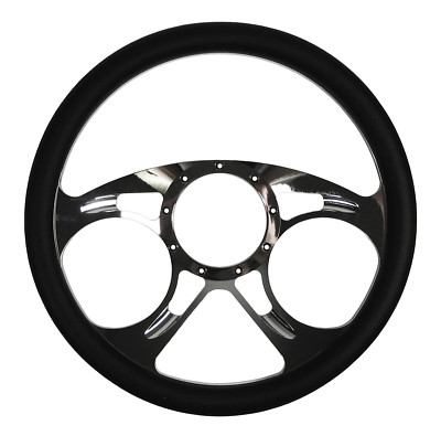 SOUTHWEST SPEED 14'' STEERING WHEEL,CHROME PLATED BILLET W/ BLACK WRAP,CAROUSEL