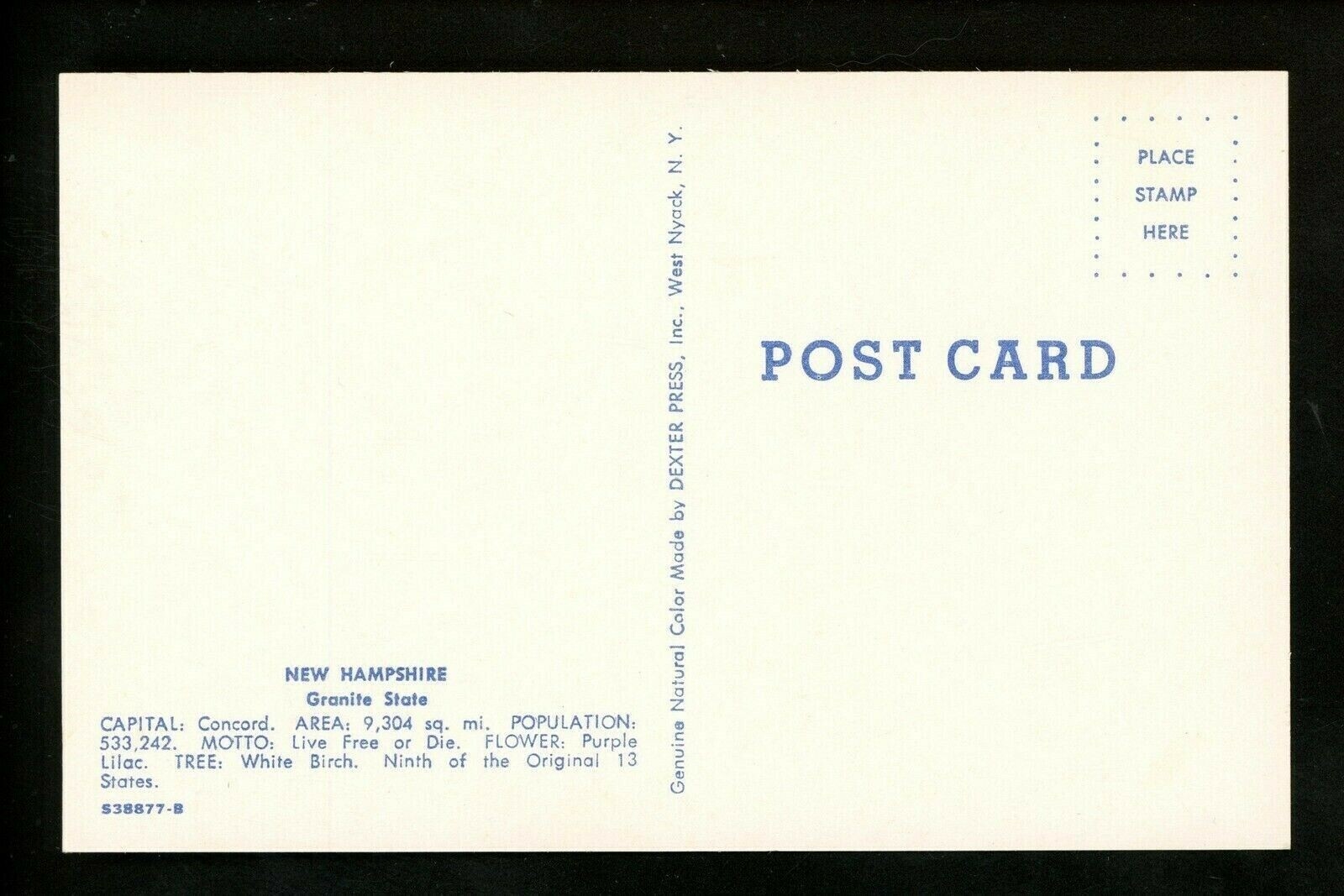 Map Greetings postcard New Hampshire NH state flower bird chrome eBay