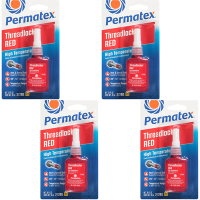 Permatex Thread Locker Set 27200 Hi-Temp Red (1.36oz) (4x0.34oz Squeeze Bottle)