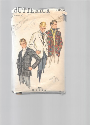 🌹Vtg Sew Butterick #5630 MENS Blazer JACKET Tuxedo PATTERN CH40" CUT Retro - Picture 10 of 14
