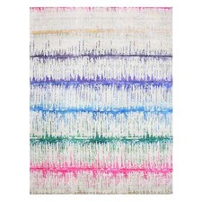 9'1" x 12' Ivory THE CARDIAC Sari Silk with Wool Hand Knotted Rug R75174