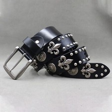 Women's Real Leather Ghost Punk Riveted Belt Ladies Waist Belt Mens Fashion Belt