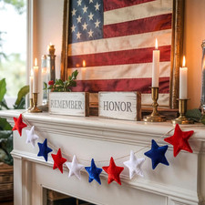 8.2 Ft 4Th of July Garland Velvet Patriotic Garland Star Decorations 250Th Anniv