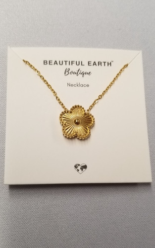 Beautiful Earth Boutique Golden Clover Necklace 15.7"+1.9"