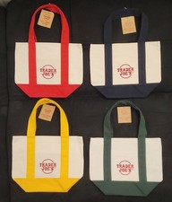 Trader Joe  s Mini Pastel Canvas Tote Bag Set Of 4 REK Blue Green YELLOW NWT