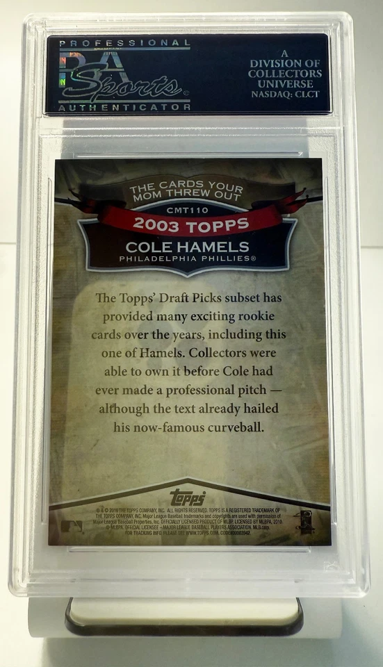 2010 Topps Cards Your - Cole Hamels - Mother Threw Out #CMT110 PSA 8 - Image 2 of 2