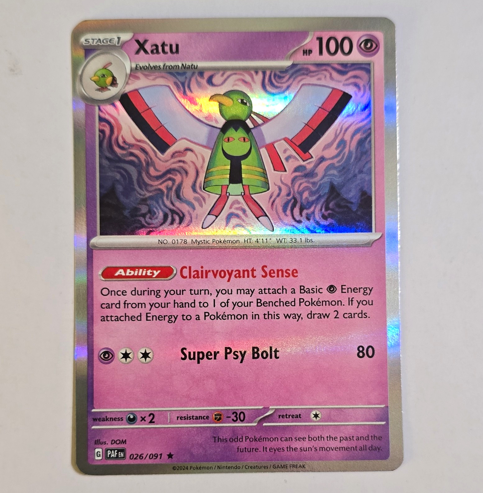 The Pokémon Company Pokémon TCG Xatu 072/182 SV04 Paradox Rift Holo Rare EN
