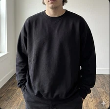 Hanes Black Crewneck Sweatshirt XL Essential Basics Solid Pullover Casual Warm