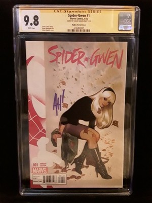 Spider-Gwen #1 1st Series 1:100 Hughes Variant CGC 9.8 SS Signed Adam Hughes 