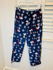 Peanuts SNOOPY CHRISTMAS Santa Hat Woodstock Fleece Lounge Pajama Pants Adult M