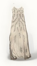 BHLDN Fidelia Beaded Maxi Dress Women's Size US 4 Ivory Sequin Mesh Lined Formal