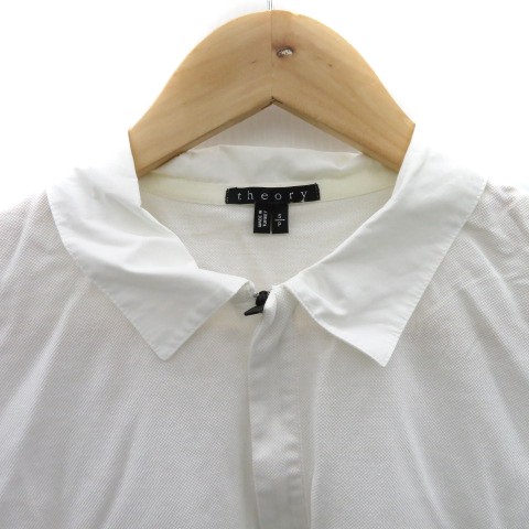 Theory Men's Casual Short Sleeve Half Zip Shirt Off White Used - Bild 3 von 5