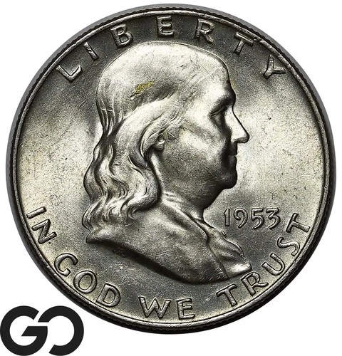 1953-D Franklin Half Dollar, Lustrous BU++
