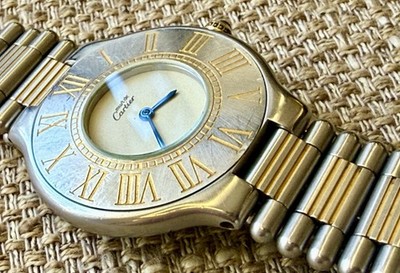 ✓ Cartier Must de 21 Two-Tone 31mm Cream Dial Blue Hands Swiss