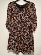 Sanctuary Women's Bloom Minidress Brown Black Floral Size XS Tie Front Lined