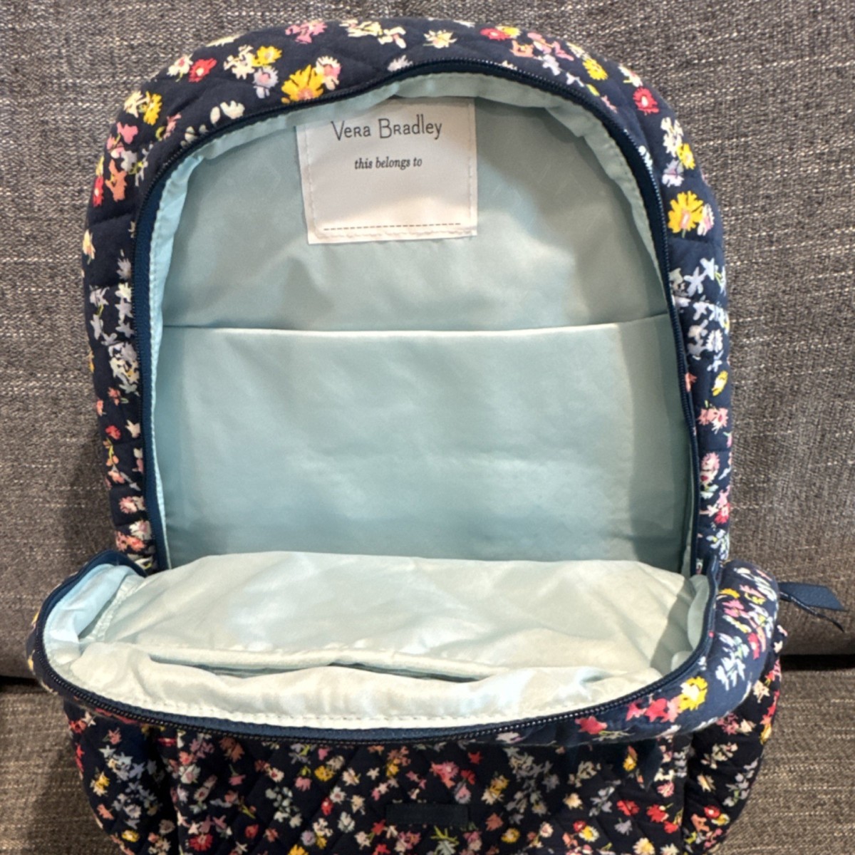 Vera Bradley Quilted Floral Print Backpack Navy Multicolor Travel Vera Bradley Cotton Backpacks for sale | eBay main image 3