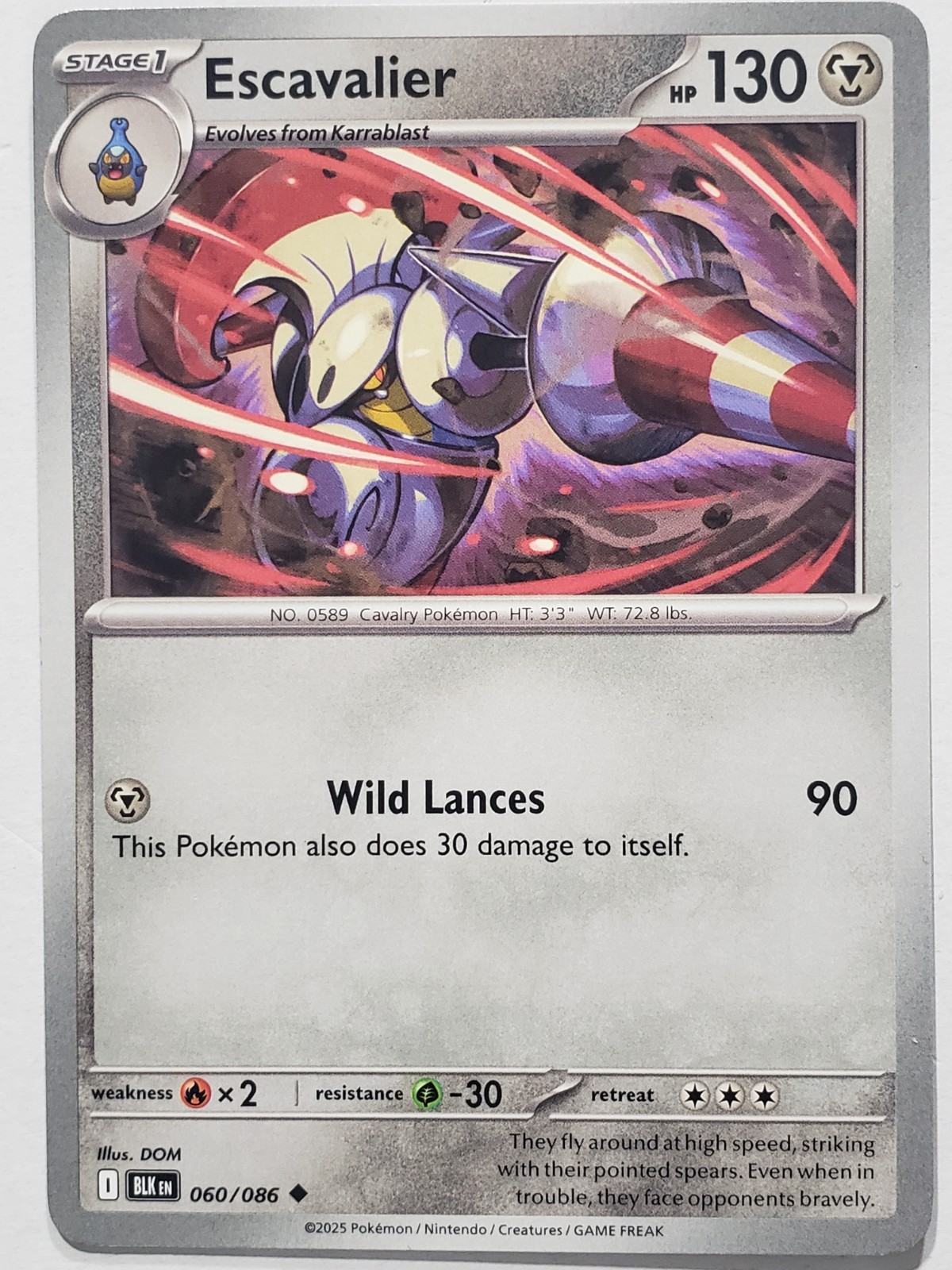 Escavalier 060/086 NM / M - Black Bolt Pokemon Card - DOM Art