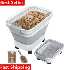 20-23 Lbs Dog Food Storage Container, Collapsible Dog Food Container with Tra...
