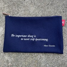 Viking Wool Navy Bank Deposit Bag with Albert Einstein Quote - Zipper Closure