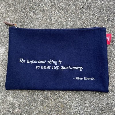 Viking Wool Navy Bank Deposit Bag with Albert Einstein Quote - Zipper Closure