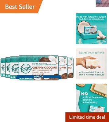 Eco-Friendly Creamy Coconut Soap Bars, 5 oz Each - 6-Pack for Gentle Care
