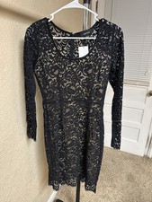 Karen Kane Women's Black Lace Long Sleeve Cocktail and Party Dress