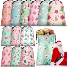 12 Packs Extra Large Christmas Gift Bags Bulk Giant Xmas Drawstring Bags Reus...