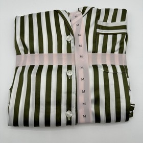 Victoria&rsquo;s Secret Satin Short Set Pajama Pj&rsquo;s Green Iconic Stripe Size M