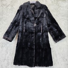 Vintage Sheared Fur Coat Women's S/M Black One Button Collared Lined