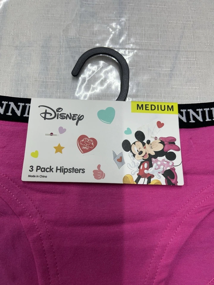 Disney Mickey Minnie paquete de tres ropa interior hipster adulto mediana nueva con etiquetas (uu) Foto 2 de 4