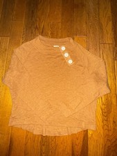 WE THE FREE Brown Button Accent Lightweight Knit Pullover Sweater Size S