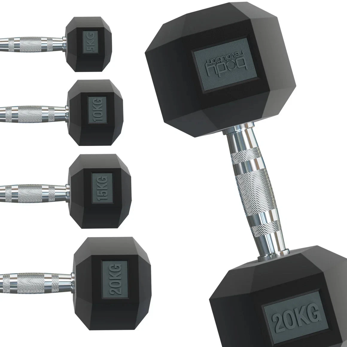 Body Revolution Hex Dumbbells 15kg pair
