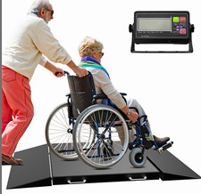 Portable Steel Wheelchair Ramp Platform, Black, for Manual Wheelchair