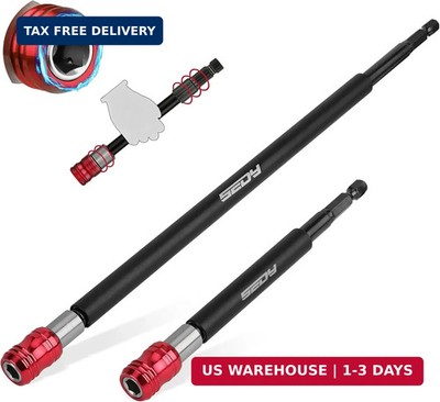 2-Piece 6'', 12'' Extra Long Magnetic Screwdriver Bit Holders, 1/4 Inch Hex Shank