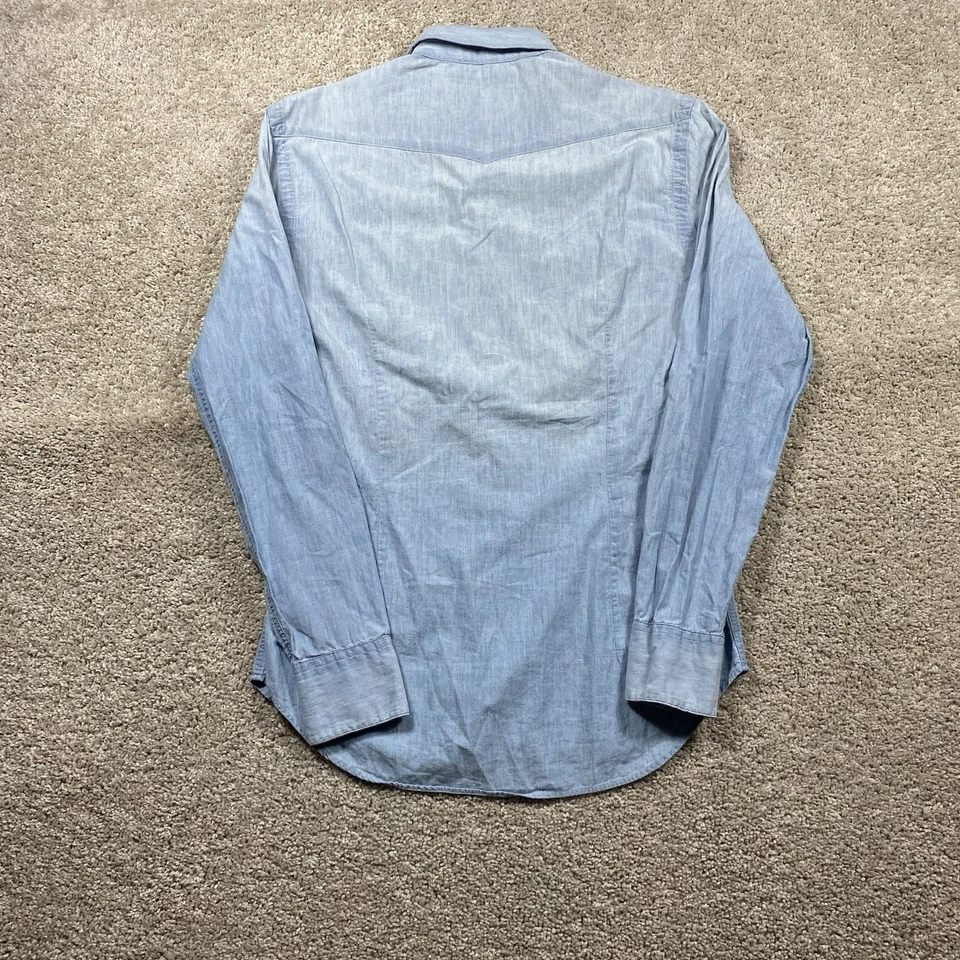 Ralph Lauren Chambray Western Pearl Snap Shirt Men's S Black Label Denim Blue - Image 3 of 4