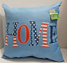 Patriotic HOME Stars  Stripes Throw Pillow Square 16"x16 actual 15" x 15" 